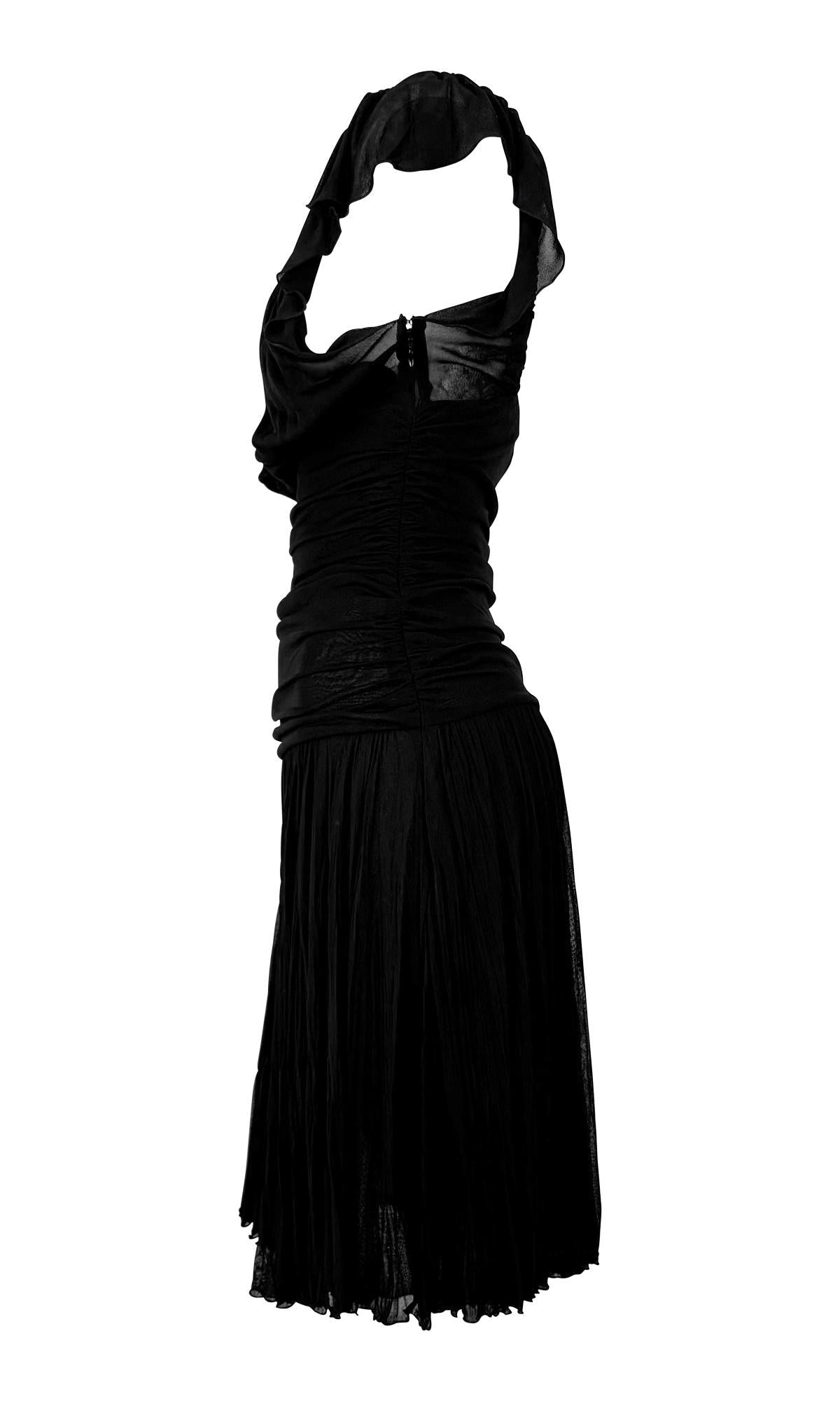 F/W 2005 Versace by Donatella Runway Sheer Black Chiffon Flared Mini Dress - RealList