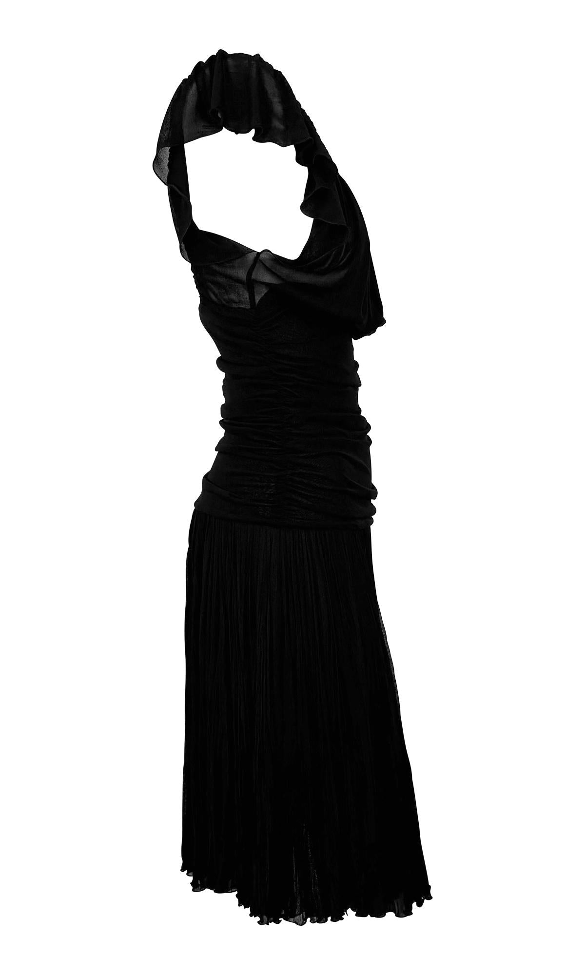 F/W 2005 Versace by Donatella Runway Sheer Black Chiffon Flared Mini Dress - RealList