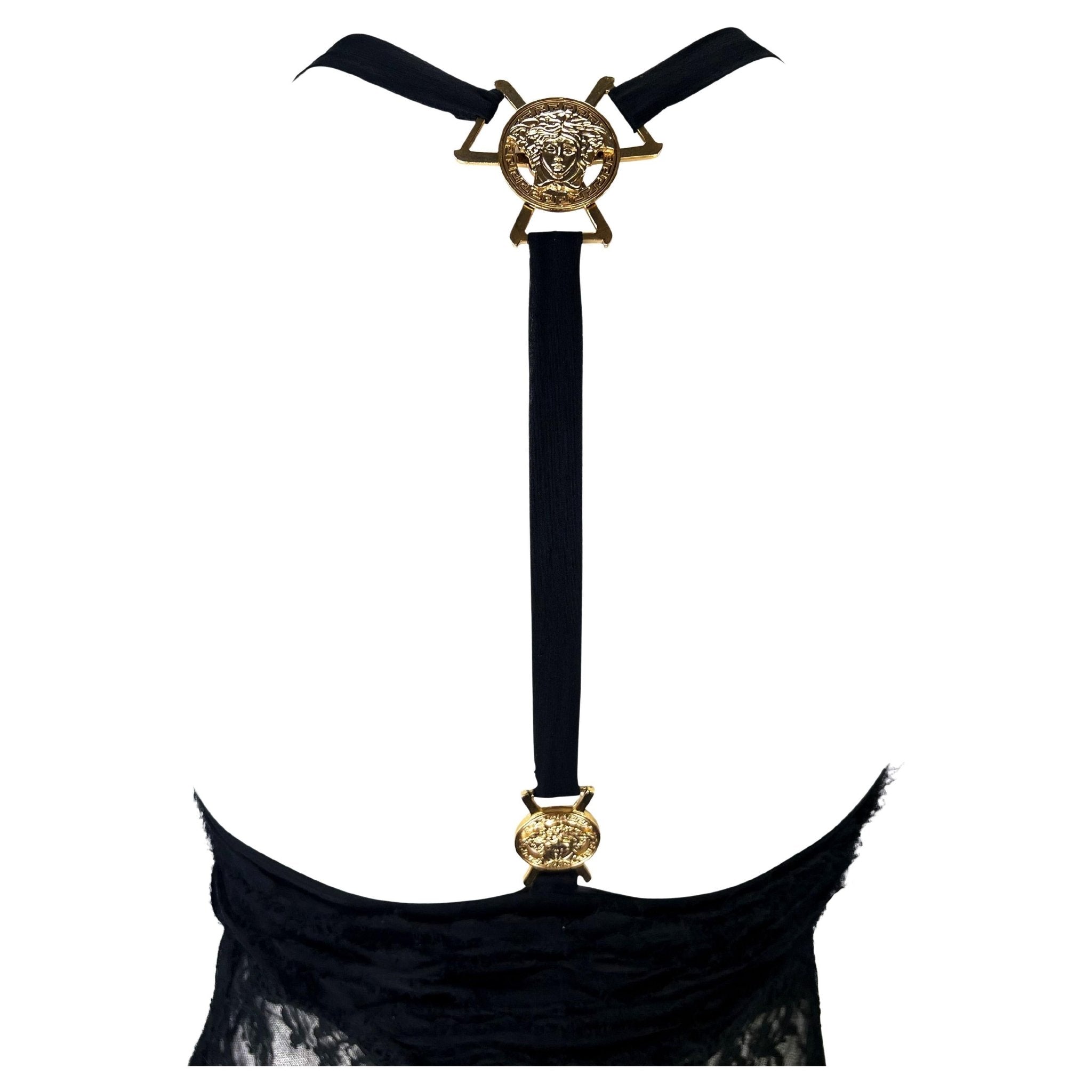 F/W 2005 Versace by Donatella Versace Black Silk Lace Mini Dress - RealList