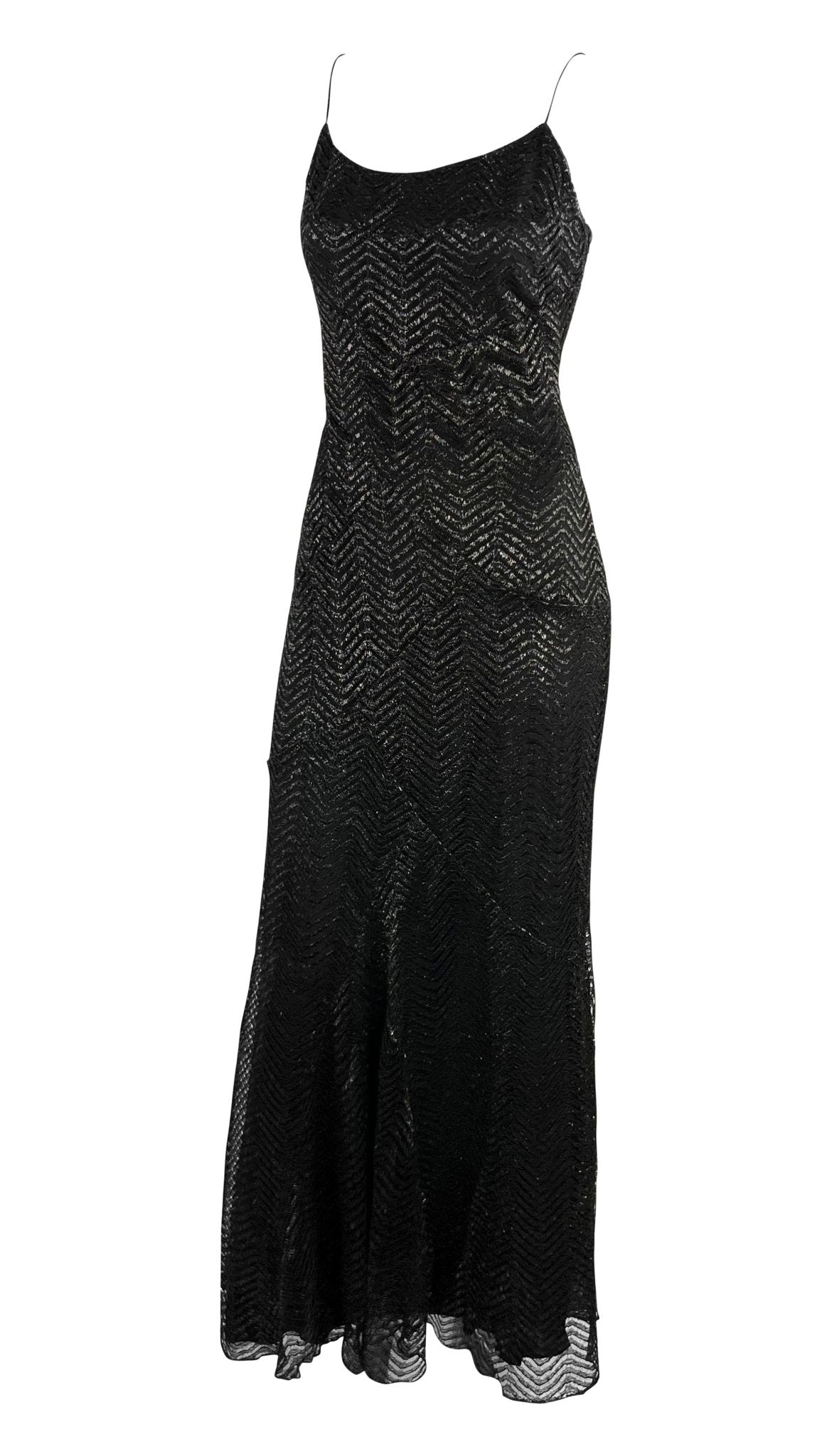 F/W 2005 Yigal Azrouël Runway Black Metallic Lace Slip Gown - RealList