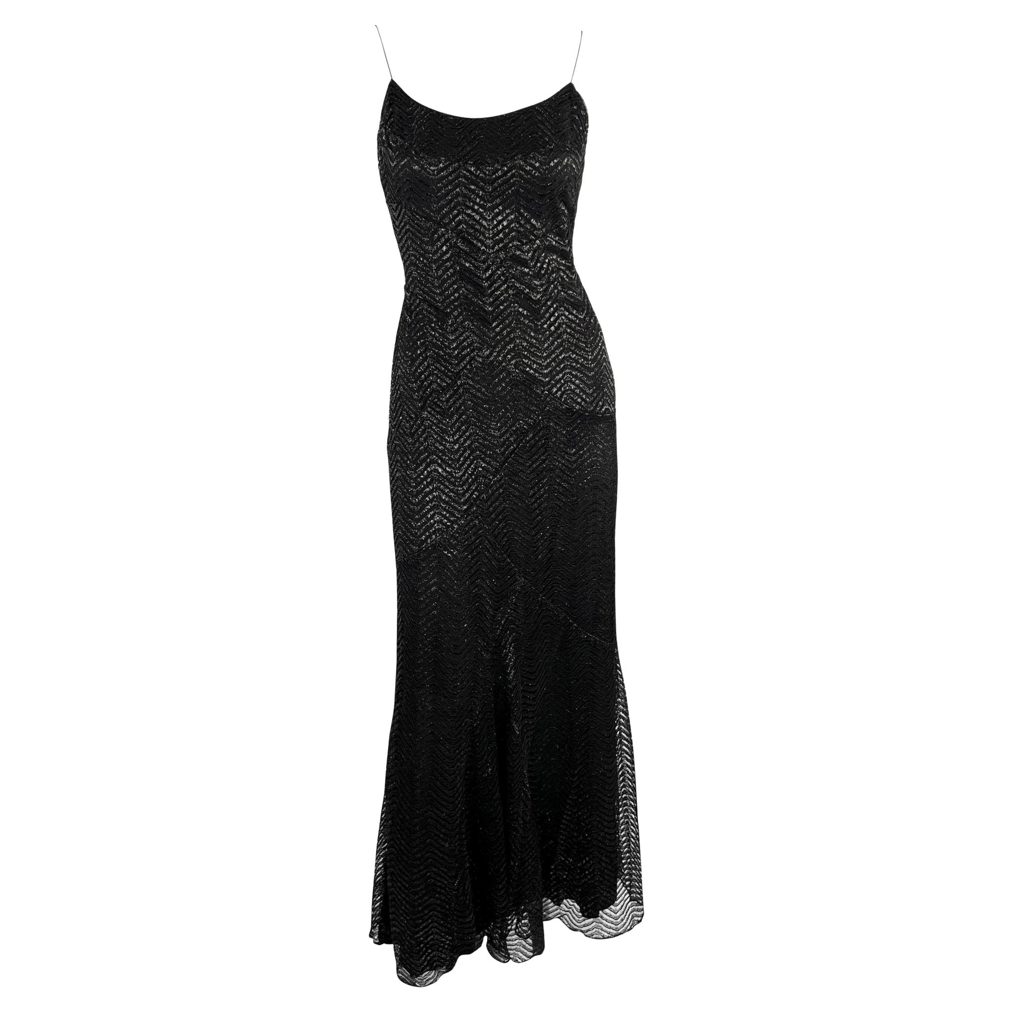 F/W 2005 Yigal Azrouël Runway Black Metallic Lace Slip Gown - RealList