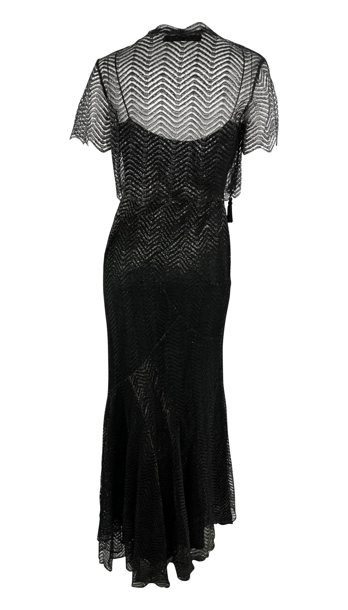 F/W 2005 Yigal Azrouël Runway Black Metallic Lace Slip Gown - RealList