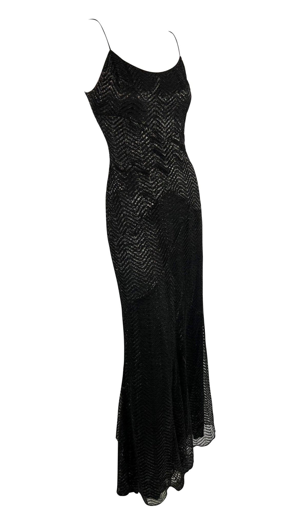 F/W 2005 Yigal Azrouël Runway Black Metallic Lace Slip Gown - RealList