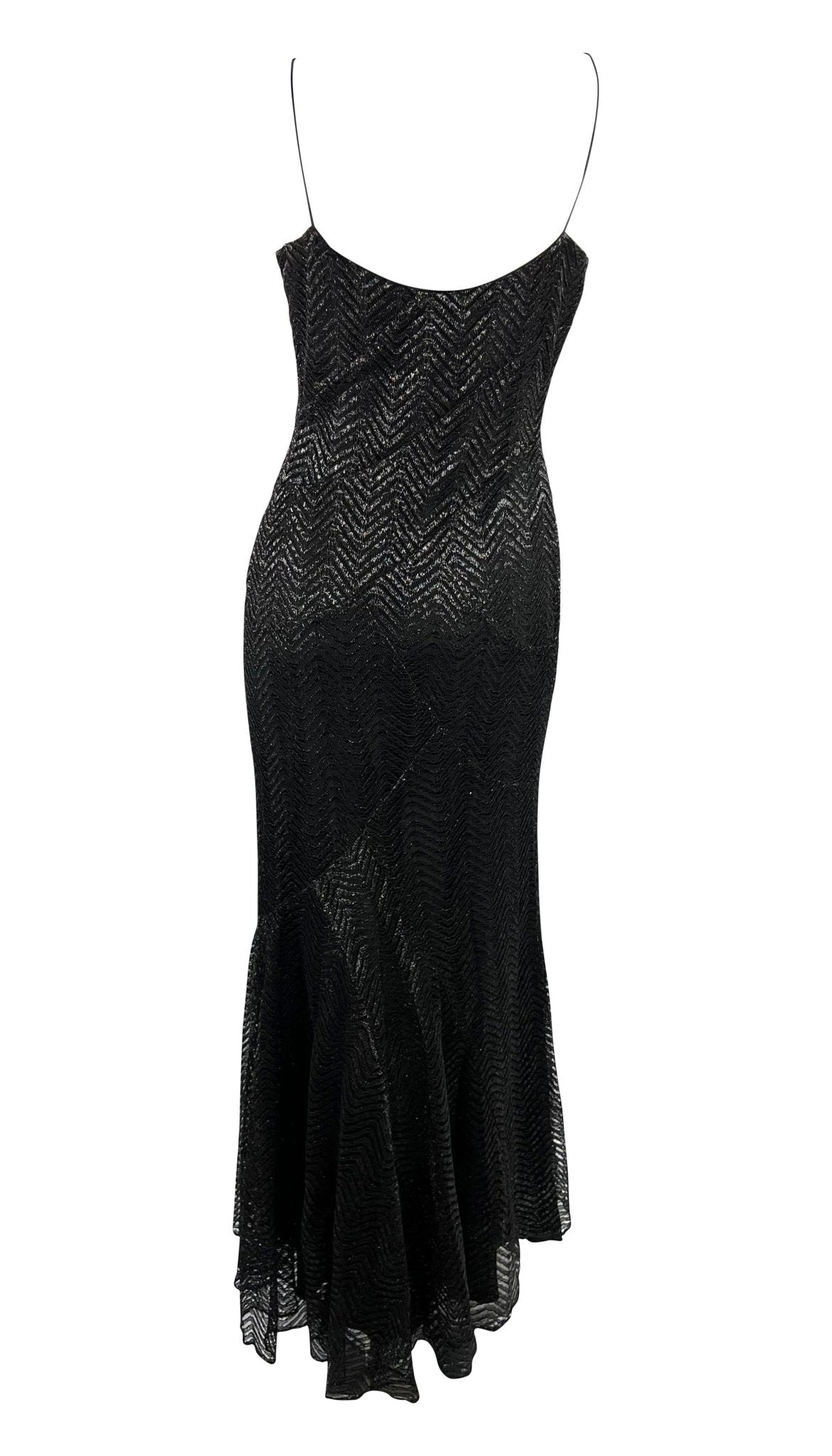 F/W 2005 Yigal Azrouël Runway Black Metallic Lace Slip Gown - RealList