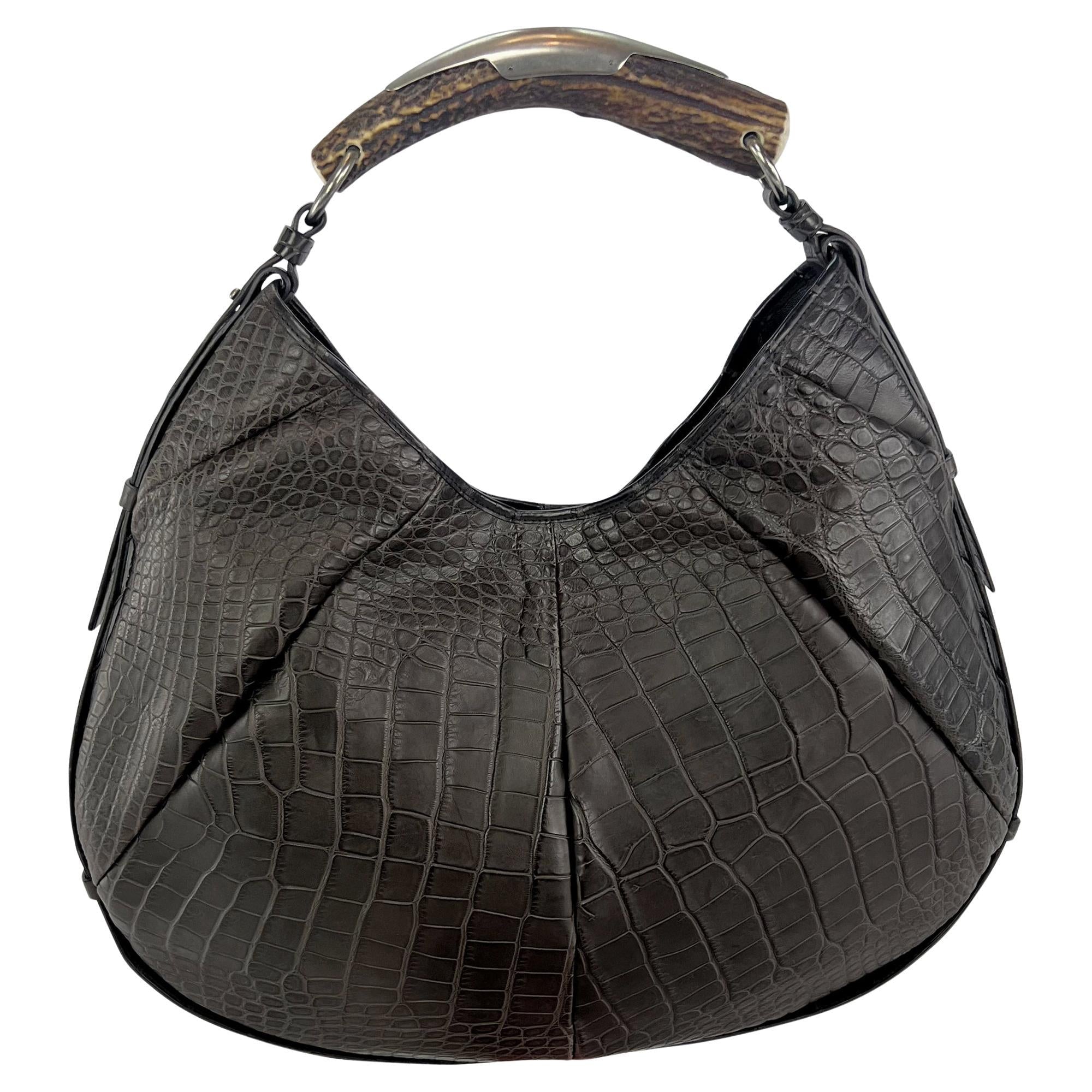 F/W 2005 Yves Saint Laurent XL Genuine Alligator Mombasa Shoulder Bag - RealList