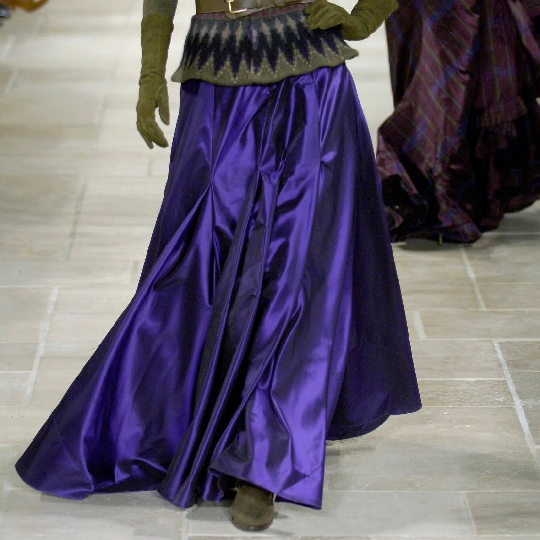 F/W 2006 Ralph Lauren Runway 'Gemma' Royal Purple Taffeta Flared Maxi Skirt - RealList