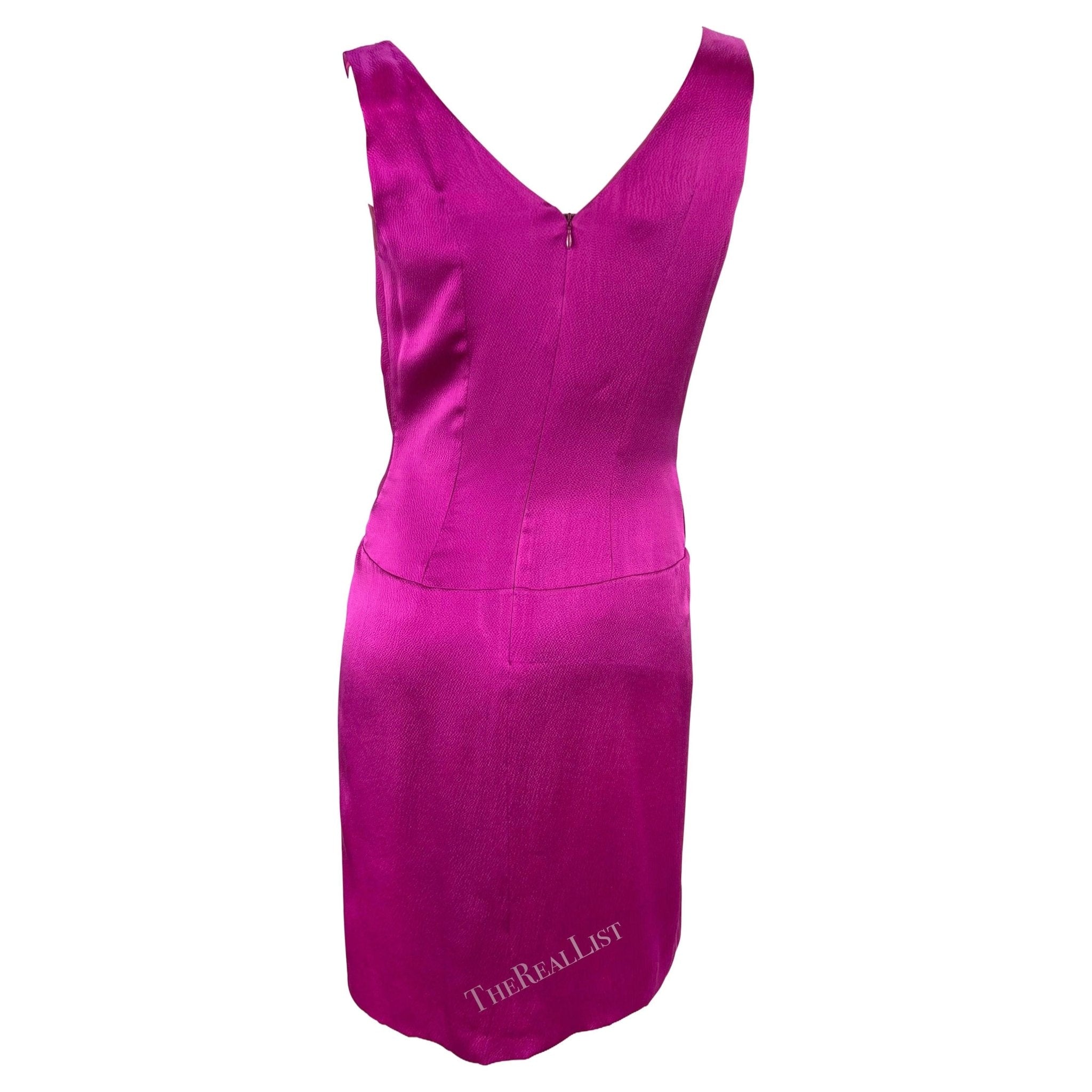 F/W 2007 Christian Dior by John Galliano Plunging Silk Fuchsia Mini Dress - RealList