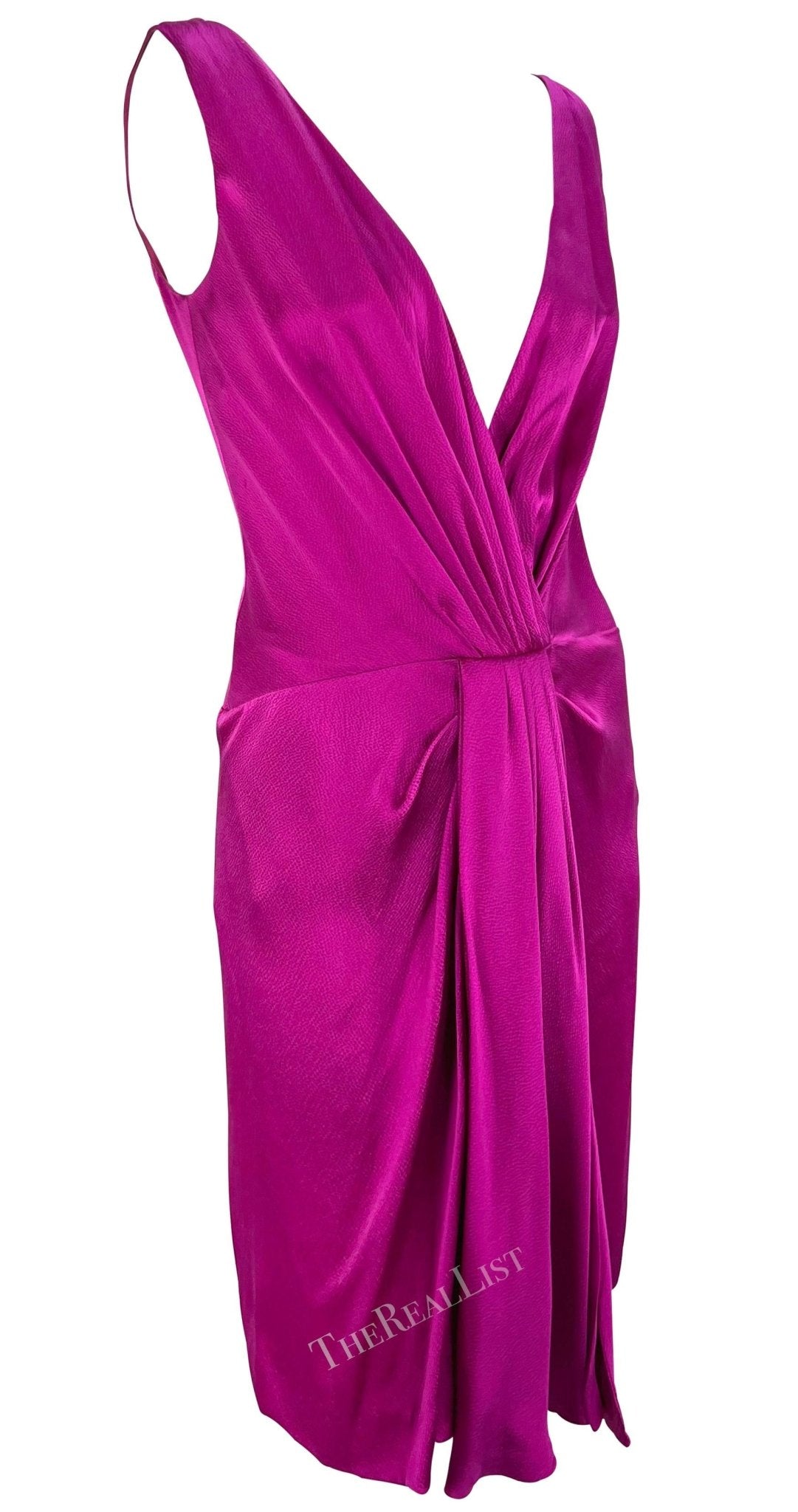 F/W 2007 Christian Dior by John Galliano Plunging Silk Fuchsia Mini Dress - RealList