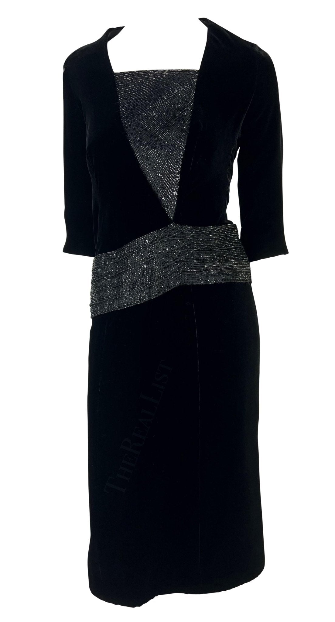 F/W 2007 Christian Dior Haute Couture by John Galliano Black Velvet Beaded Dress - RealList