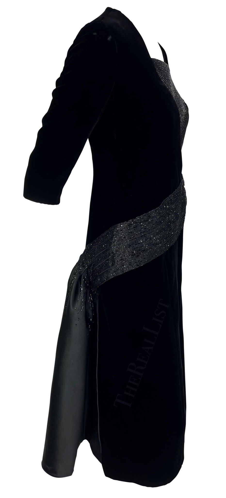 F/W 2007 Christian Dior Haute Couture by John Galliano Black Velvet Beaded Dress - RealList