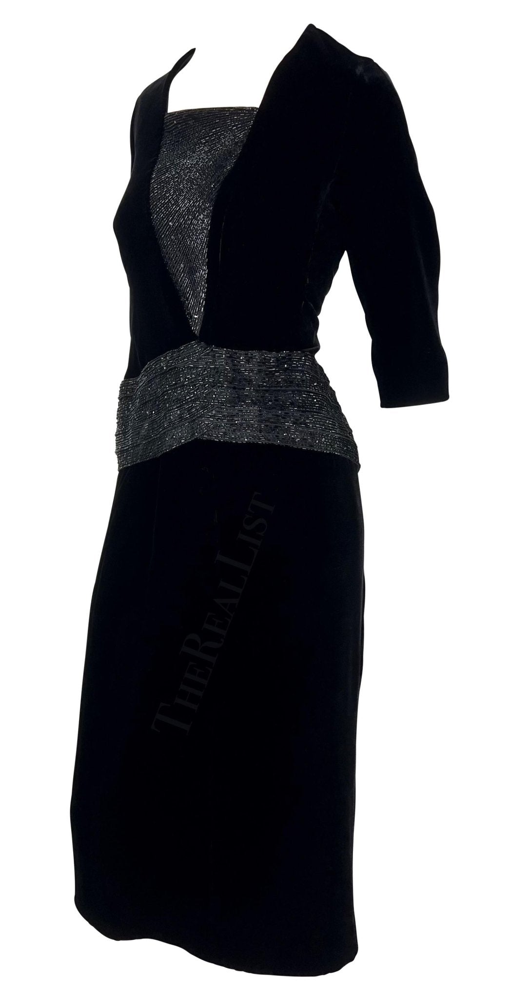 F/W 2007 Christian Dior Haute Couture by John Galliano Black Velvet Beaded Dress - RealList