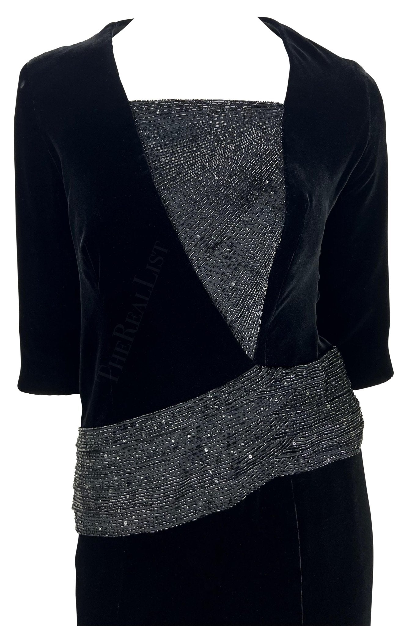 F/W 2007 Christian Dior Haute Couture by John Galliano Black Velvet Beaded Dress - RealList