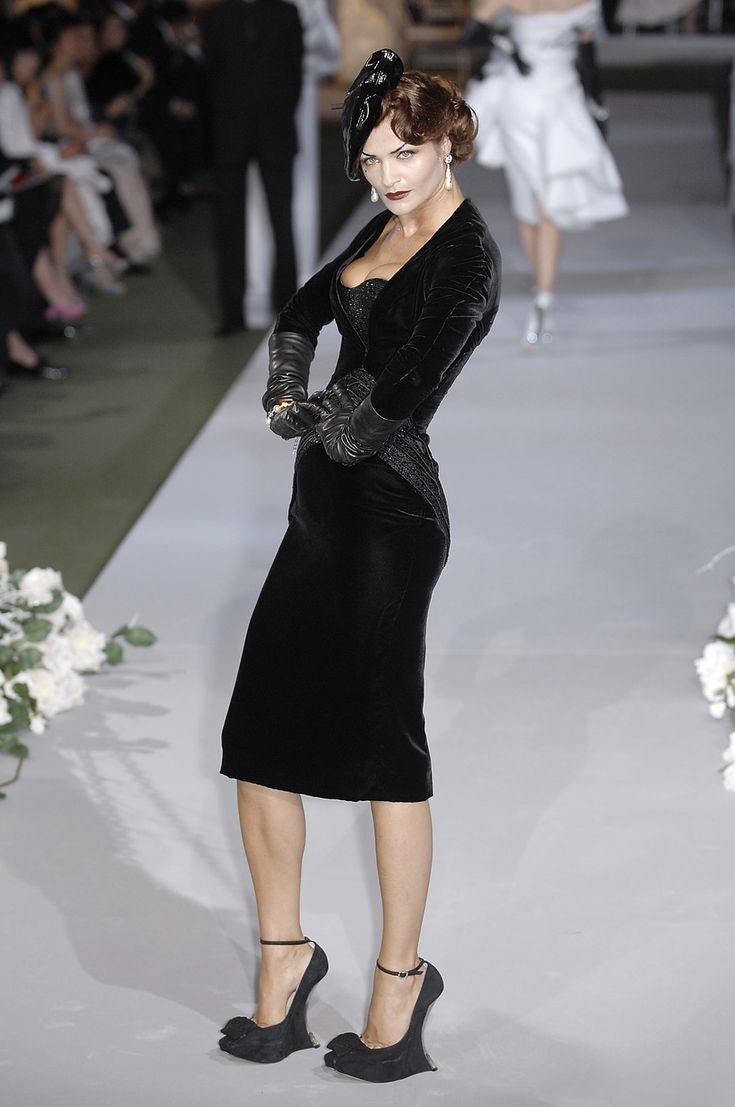 F/W 2007 Christian Dior Haute Couture by John Galliano Black Velvet Beaded Dress - RealList