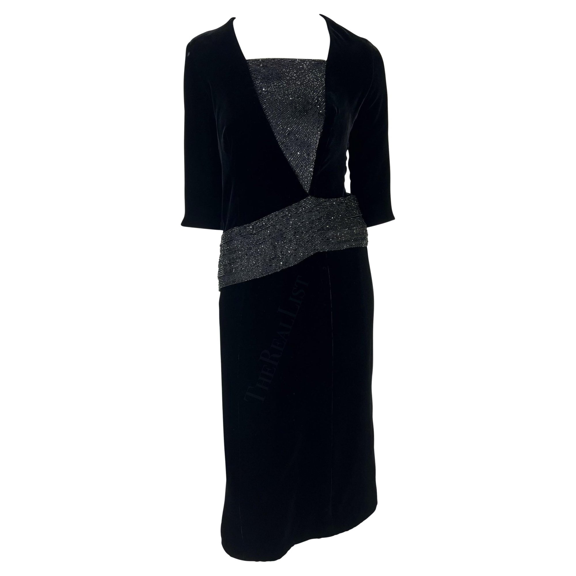 F/W 2007 Christian Dior Haute Couture by John Galliano Black Velvet Beaded Dress - RealList