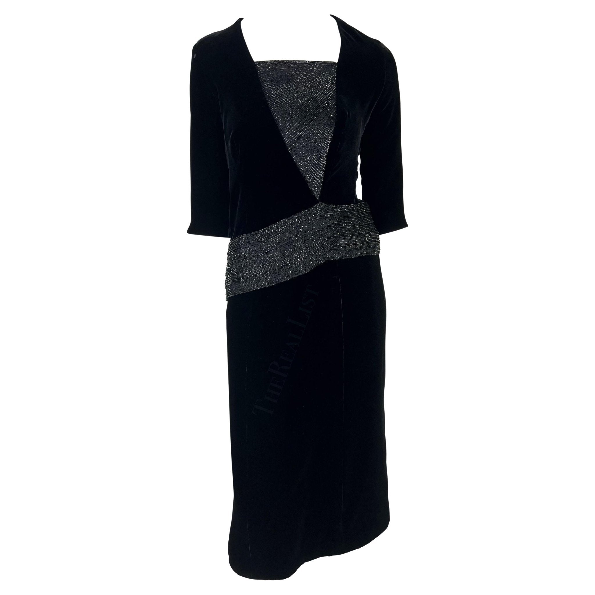 F/W 2007 Christian Dior Haute Couture by John Galliano Black Velvet Beaded Dress - RealList