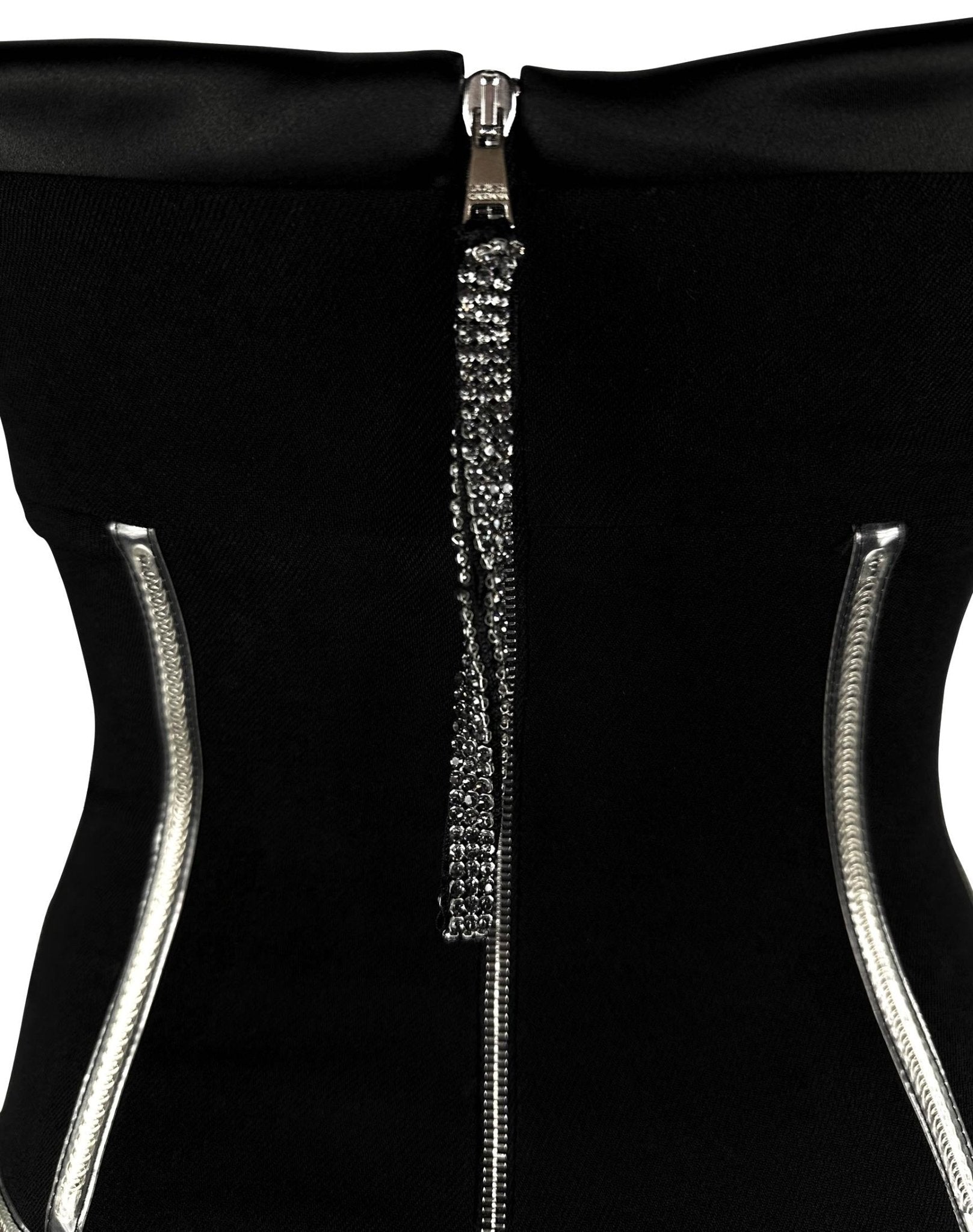 F/W 2007 Dolce & Gabbana Runway PVC Exposed Metal Corset Boning Black Midi Dress - RealList