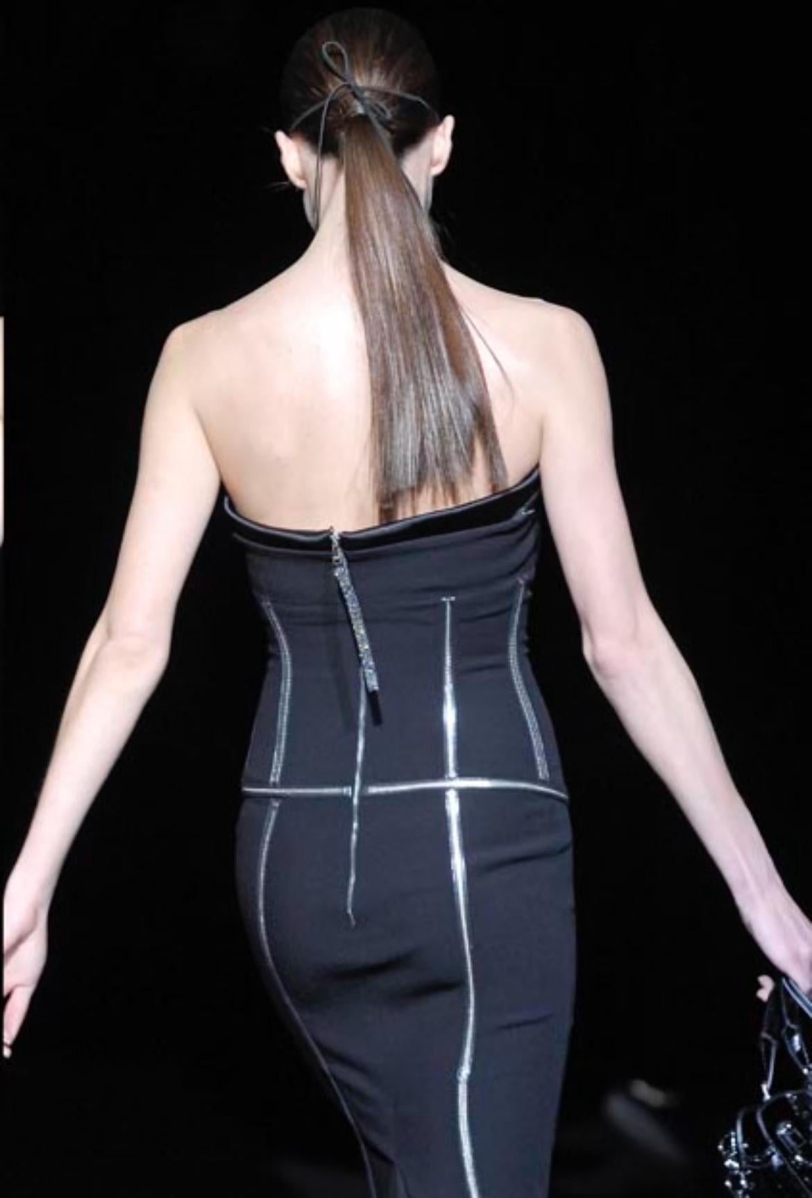 F/W 2007 Dolce & Gabbana Runway PVC Exposed Metal Corset Boning Black Midi Dress - RealList
