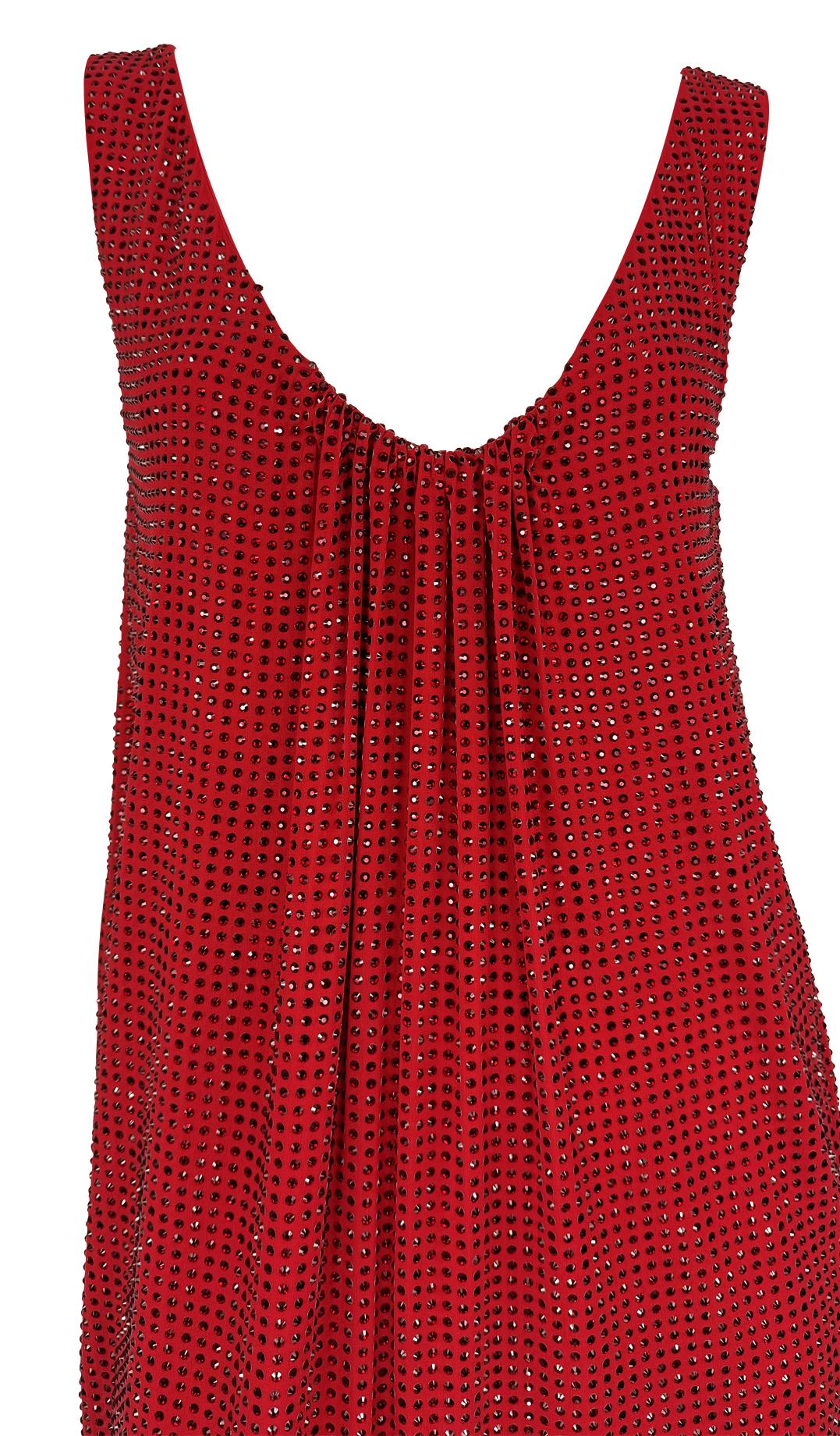 F/W 2007 Emanuel Ungaro by Dundas Runway Rhinestone Ruby Red Mini Dress - RealList