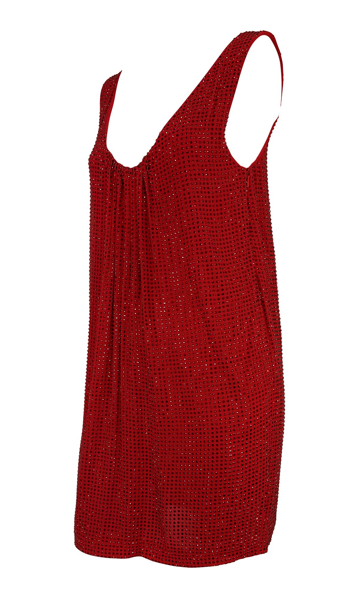 F/W 2007 Emanuel Ungaro by Dundas Runway Rhinestone Ruby Red Mini Dress - RealList