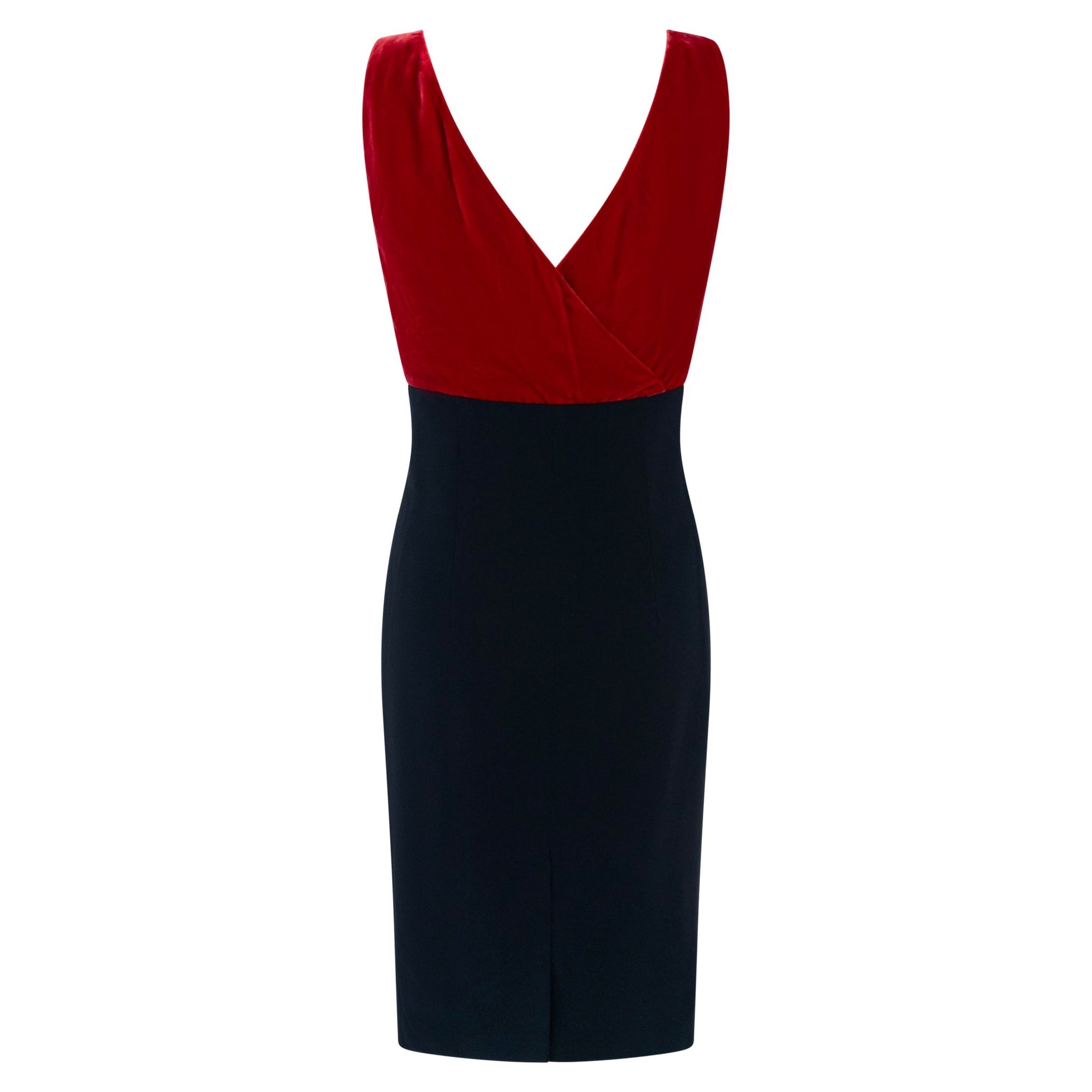 F/W 2009 Prada Runway Red Velvet Bust Sleeveless Flare Black Midi Dress - RealList