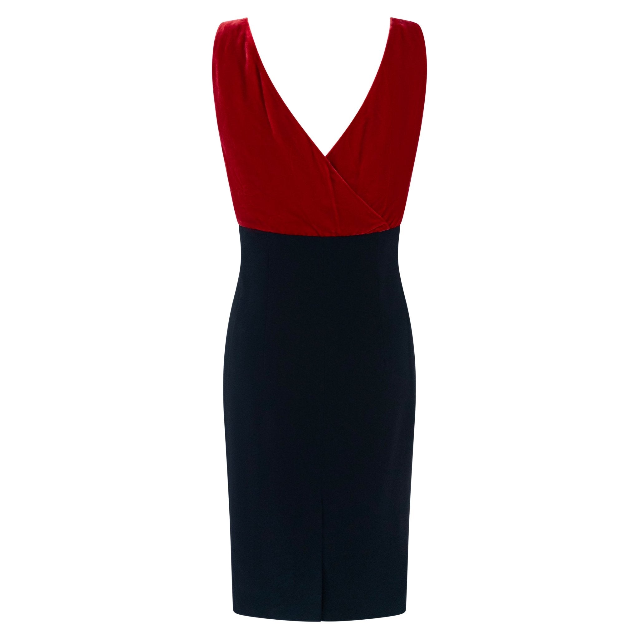 F/W 2009 Prada Runway Red Velvet Bust Sleeveless Flare Black Midi Dress - RealList