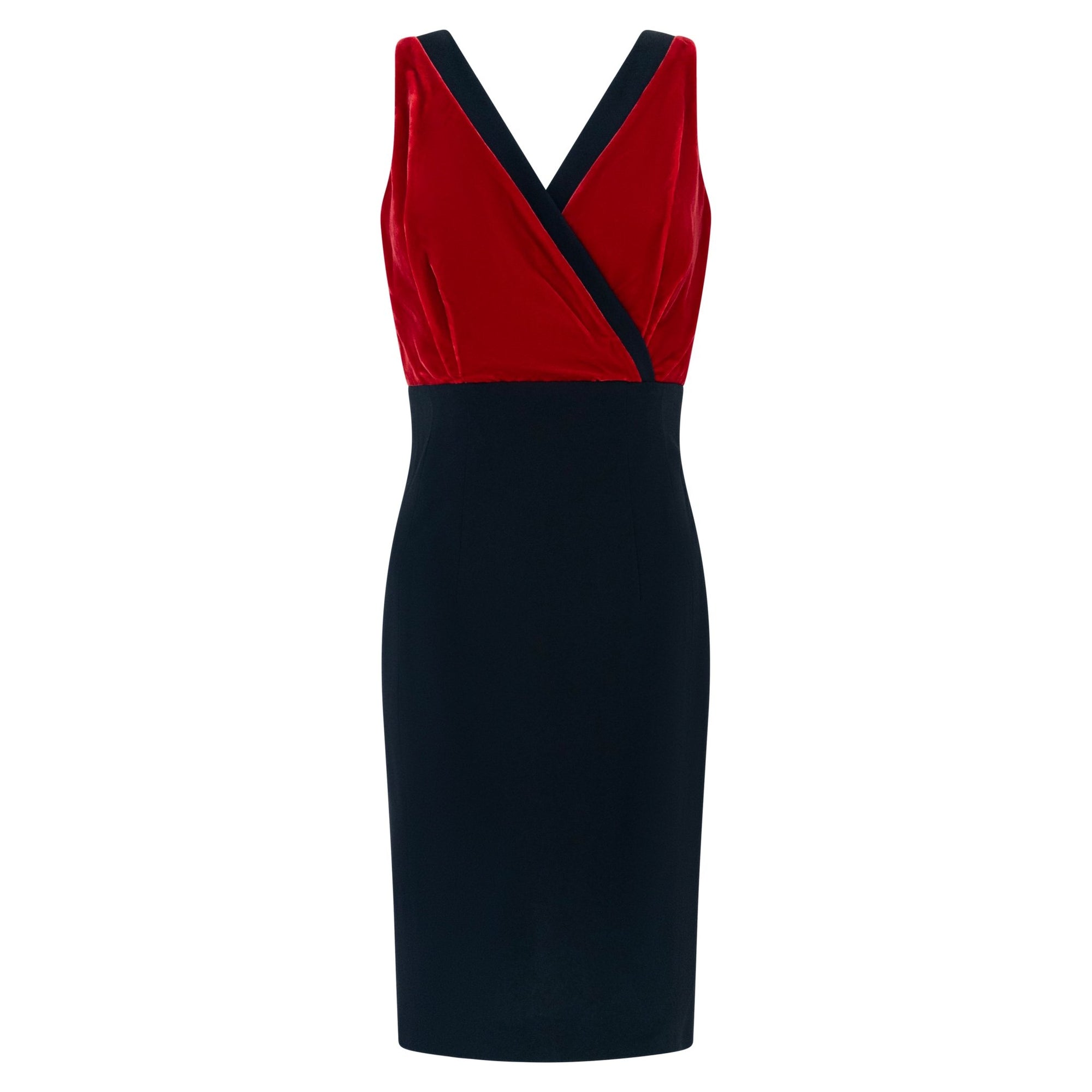 F/W 2009 Prada Runway Red Velvet Bust Sleeveless Flare Black Midi Dress - RealList
