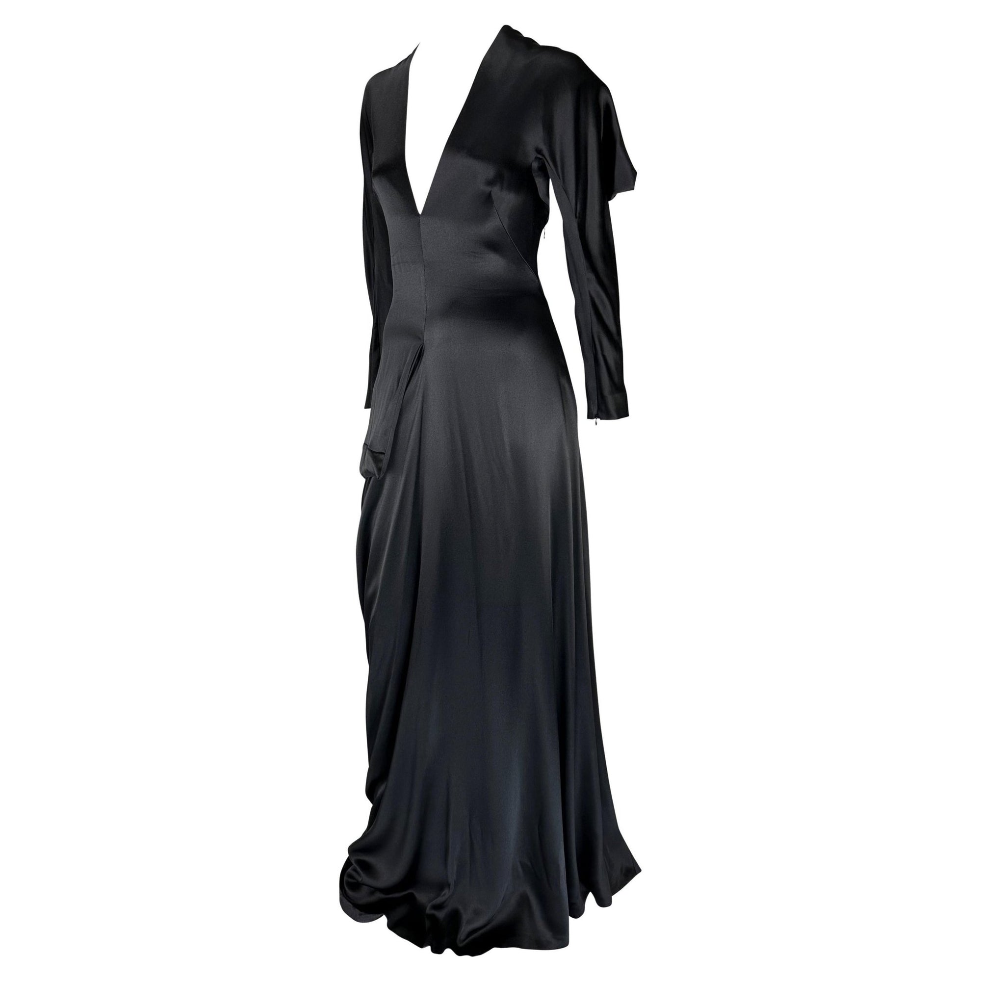 F/W 2010 Alexander McQueen Angels & Demons Asymmetric Structural Black Silk Gown - RealList