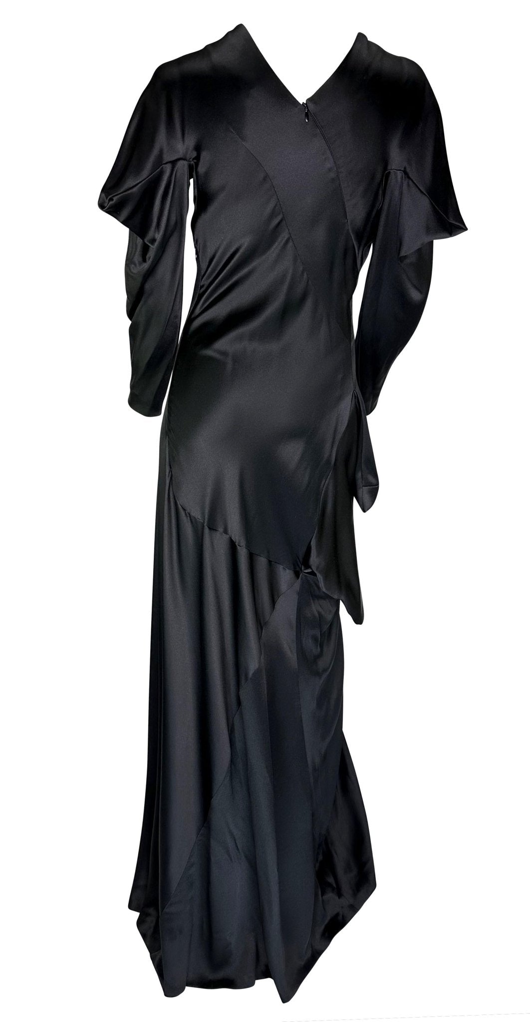 F/W 2010 Alexander McQueen Angels & Demons Asymmetric Structural Black Silk Gown - RealList