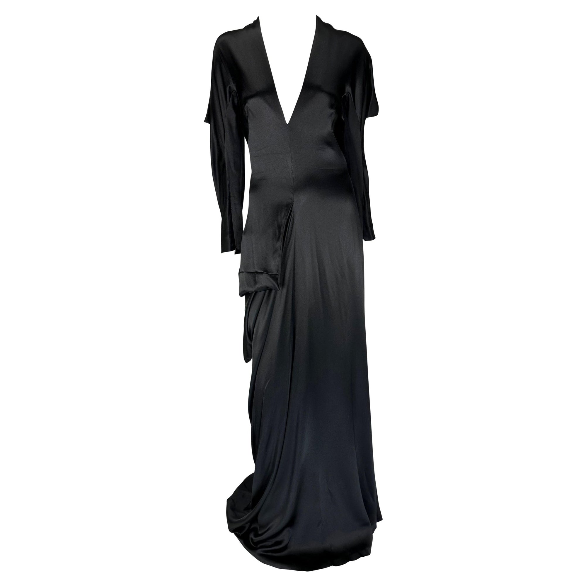 F/W 2010 Alexander McQueen Angels & Demons Asymmetric Structural Black Silk Gown - RealList