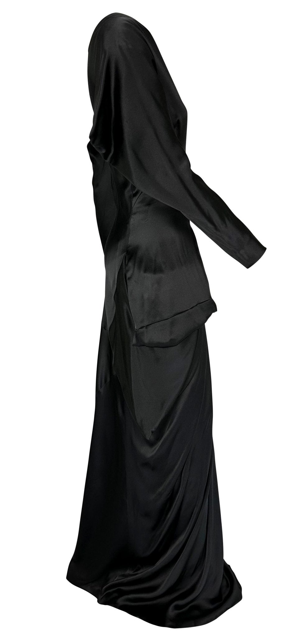 F/W 2010 Alexander McQueen Angels & Demons Asymmetric Structural Black Silk Gown - RealList