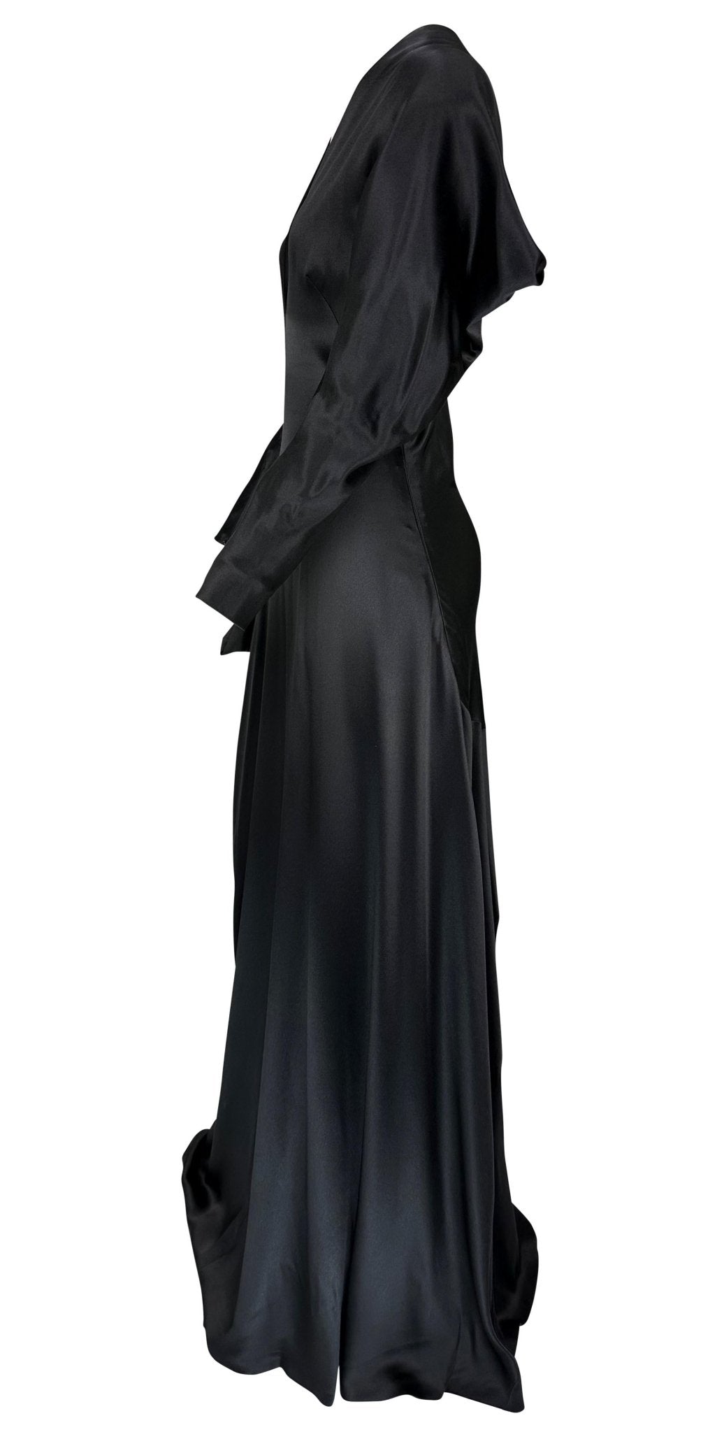 F/W 2010 Alexander McQueen Angels & Demons Asymmetric Structural Black Silk Gown - RealList