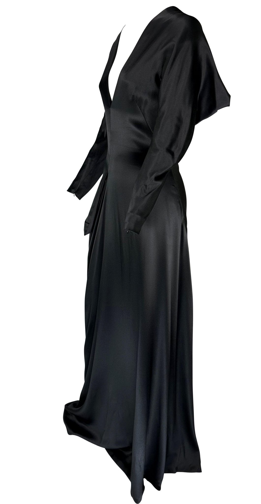 F/W 2010 Alexander McQueen Angels & Demons Asymmetric Structural Black Silk Gown - RealList
