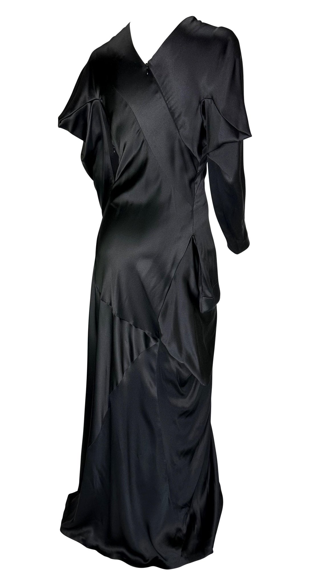 F/W 2010 Alexander McQueen Angels & Demons Asymmetric Structural Black Silk Gown - RealList
