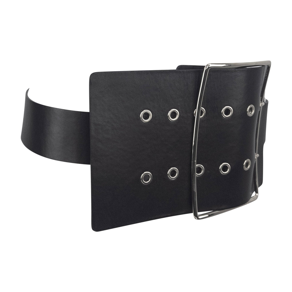 F/W 2010 Gianfranco Ferré Runway Oversized Buckle Black Leather Waist Belt - RealList