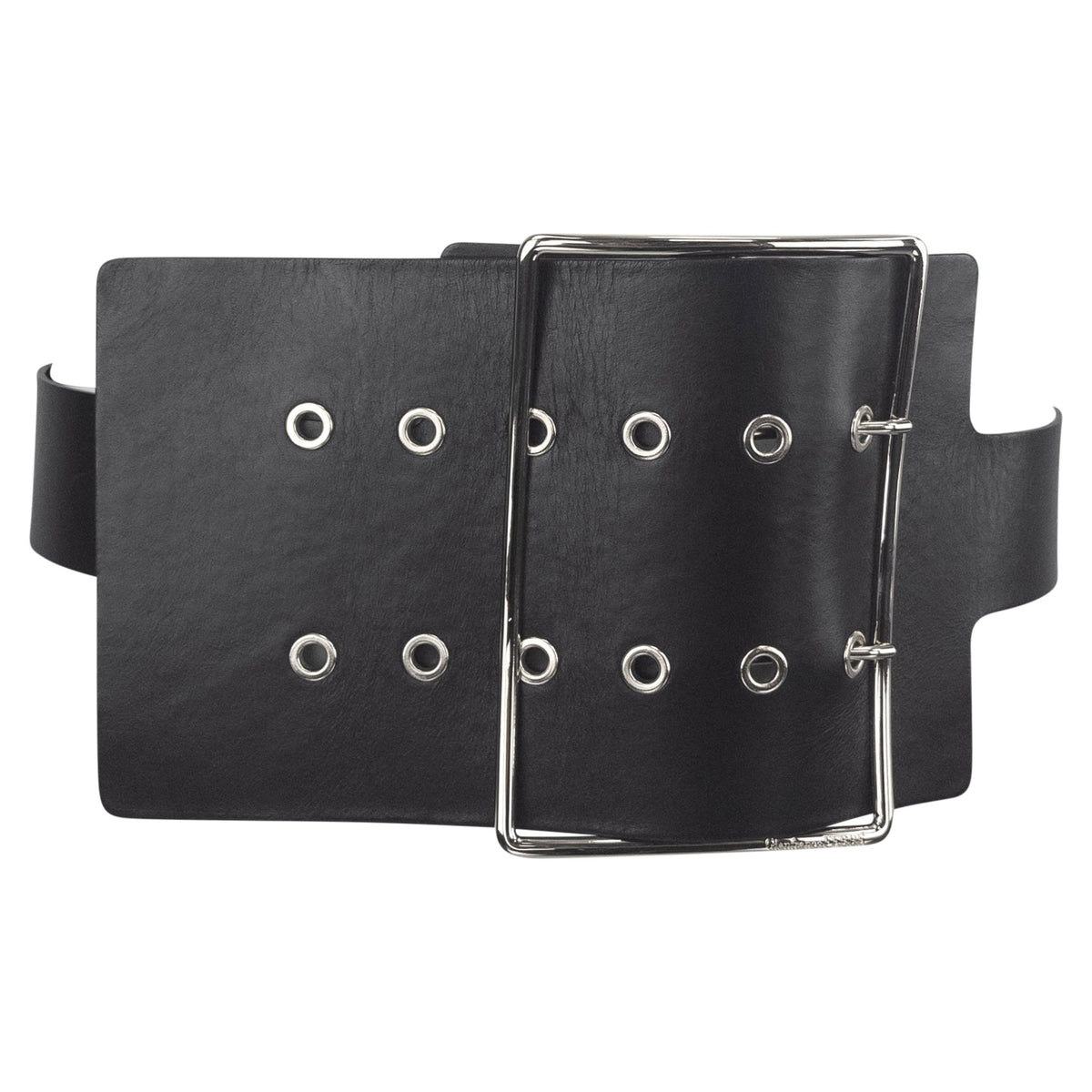 F/W 2010 Gianfranco Ferré Runway Oversized Buckle Black Leather Waist Belt - RealList