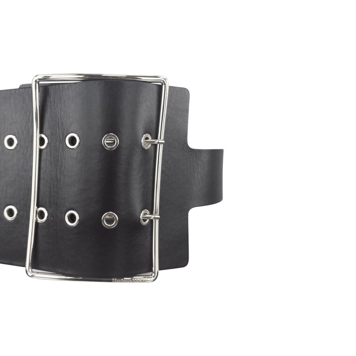 F/W 2010 Gianfranco Ferré Runway Oversized Buckle Black Leather Waist Belt - RealList
