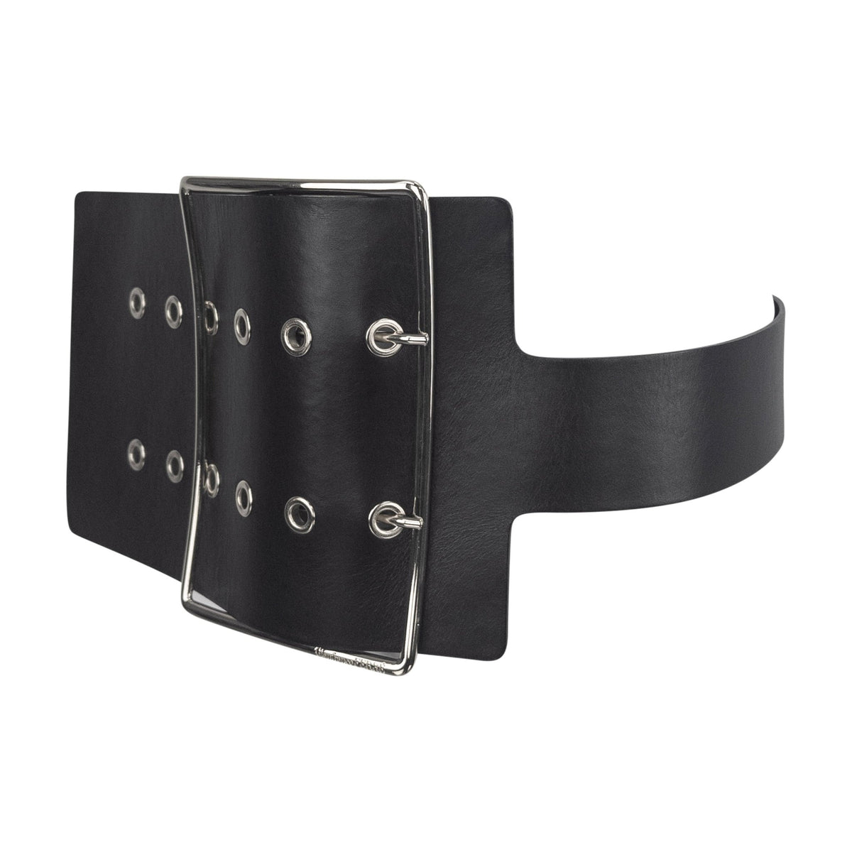 F/W 2010 Gianfranco Ferré Runway Oversized Buckle Black Leather Waist Belt - RealList