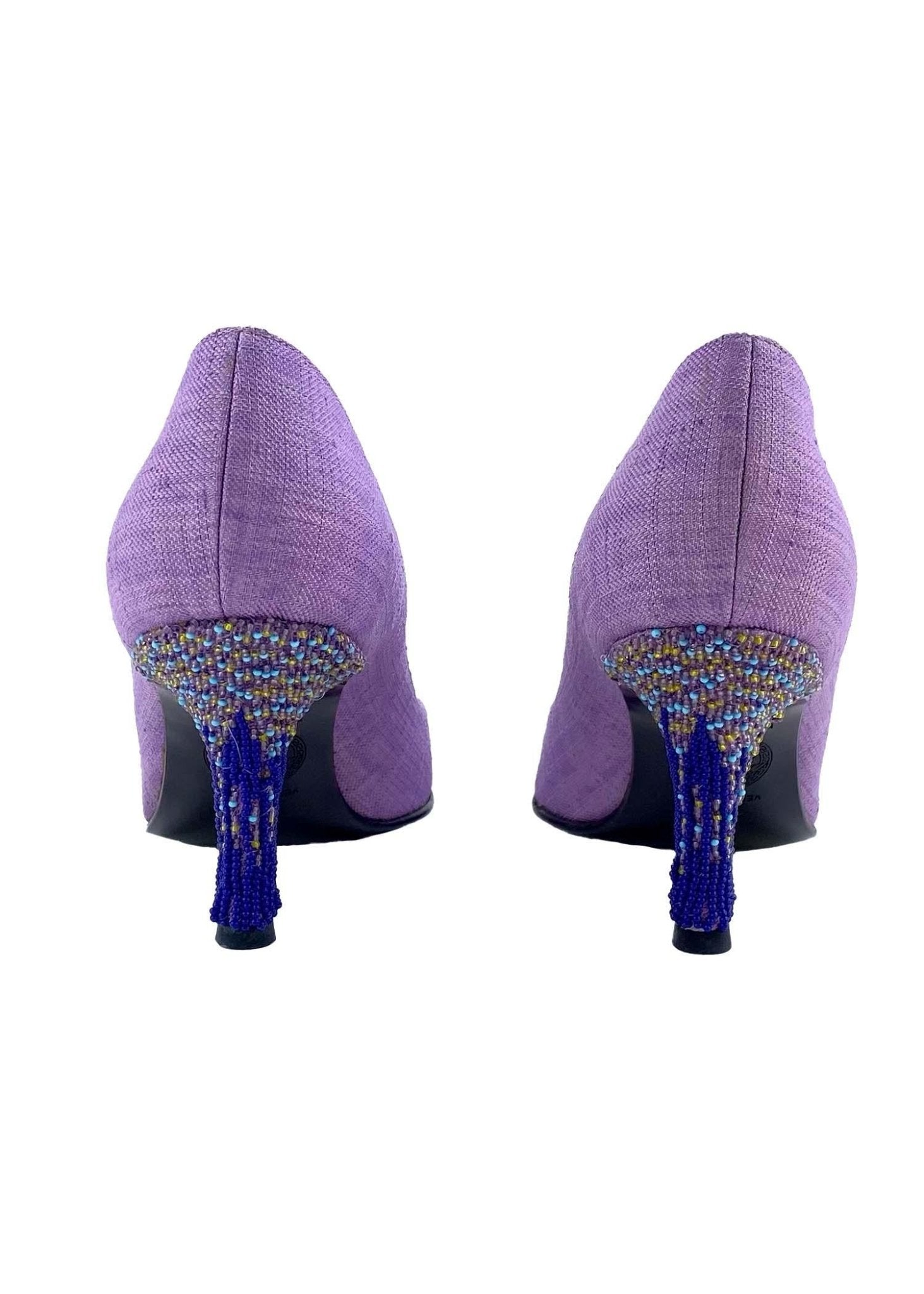 Gianni Versace by Donatella Purple 3" Beaded Heel Pumps - RealList