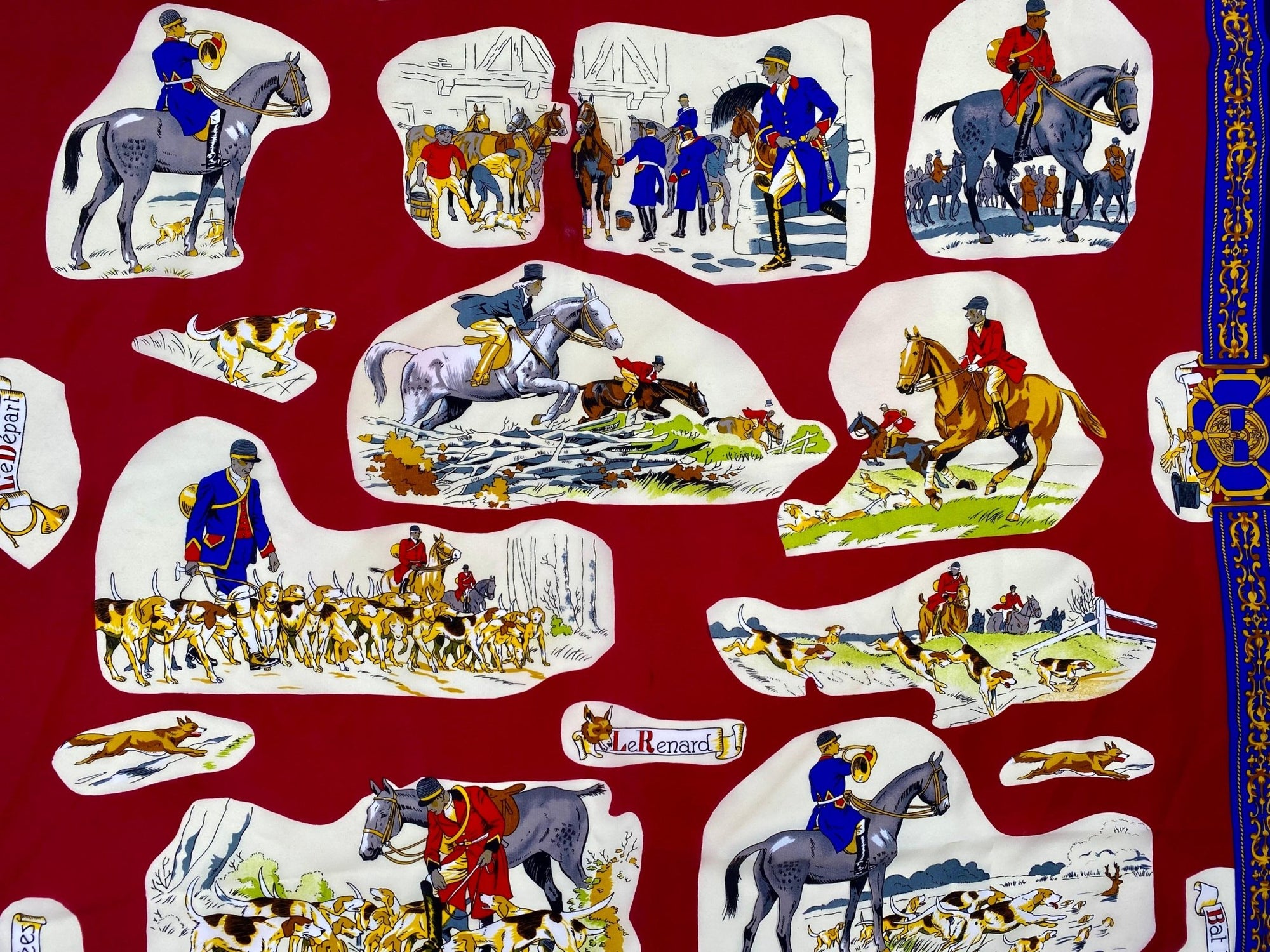 Gianni Versace Hunting Scene Silk Square Scarf - RealList