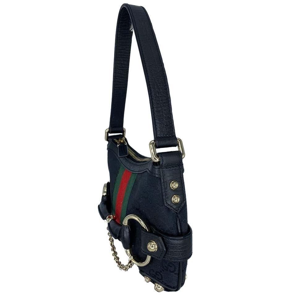 Gucci by Tom Ford Horse Bit Mini Bag Chain GG Monogram Green & Red Webbing - RealList