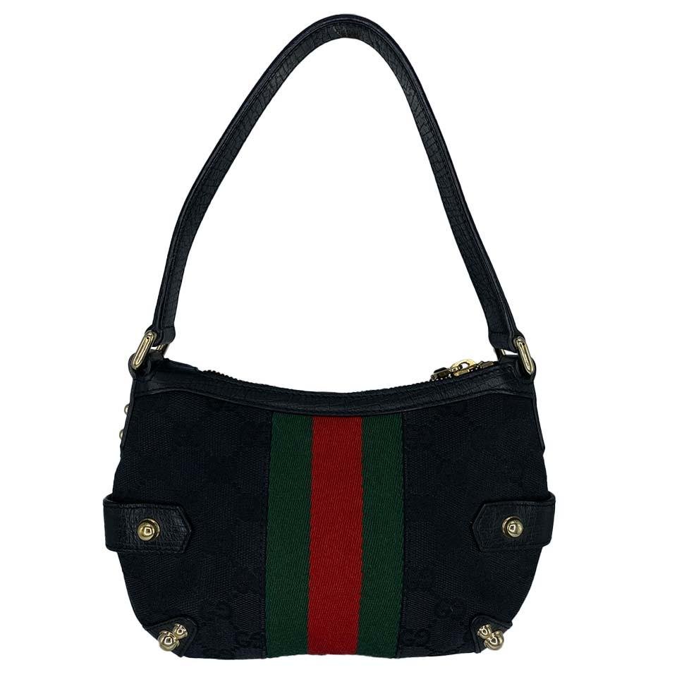 Gucci by Tom Ford Horse Bit Mini Bag Chain GG Monogram Green & Red Webbing - RealList