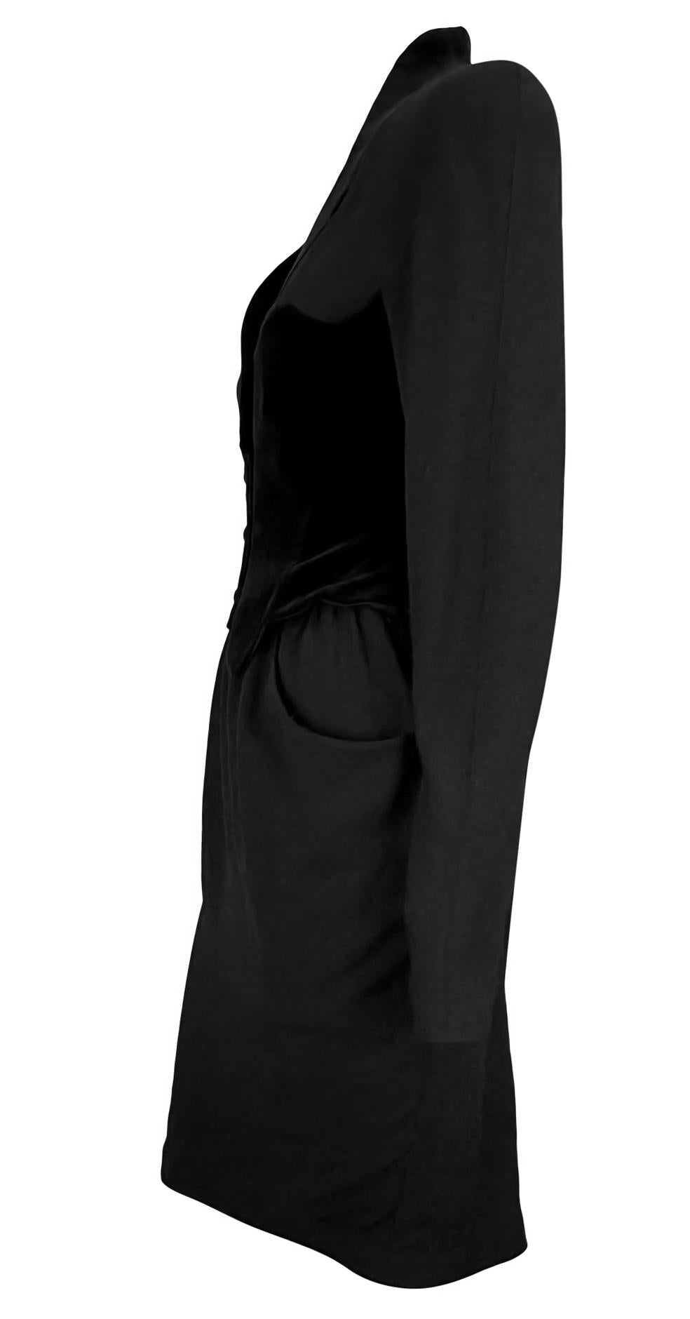 Late 1980s Thierry Mugler Sculptural Velvet Faux Skirt Suit Midi Dress - RealList