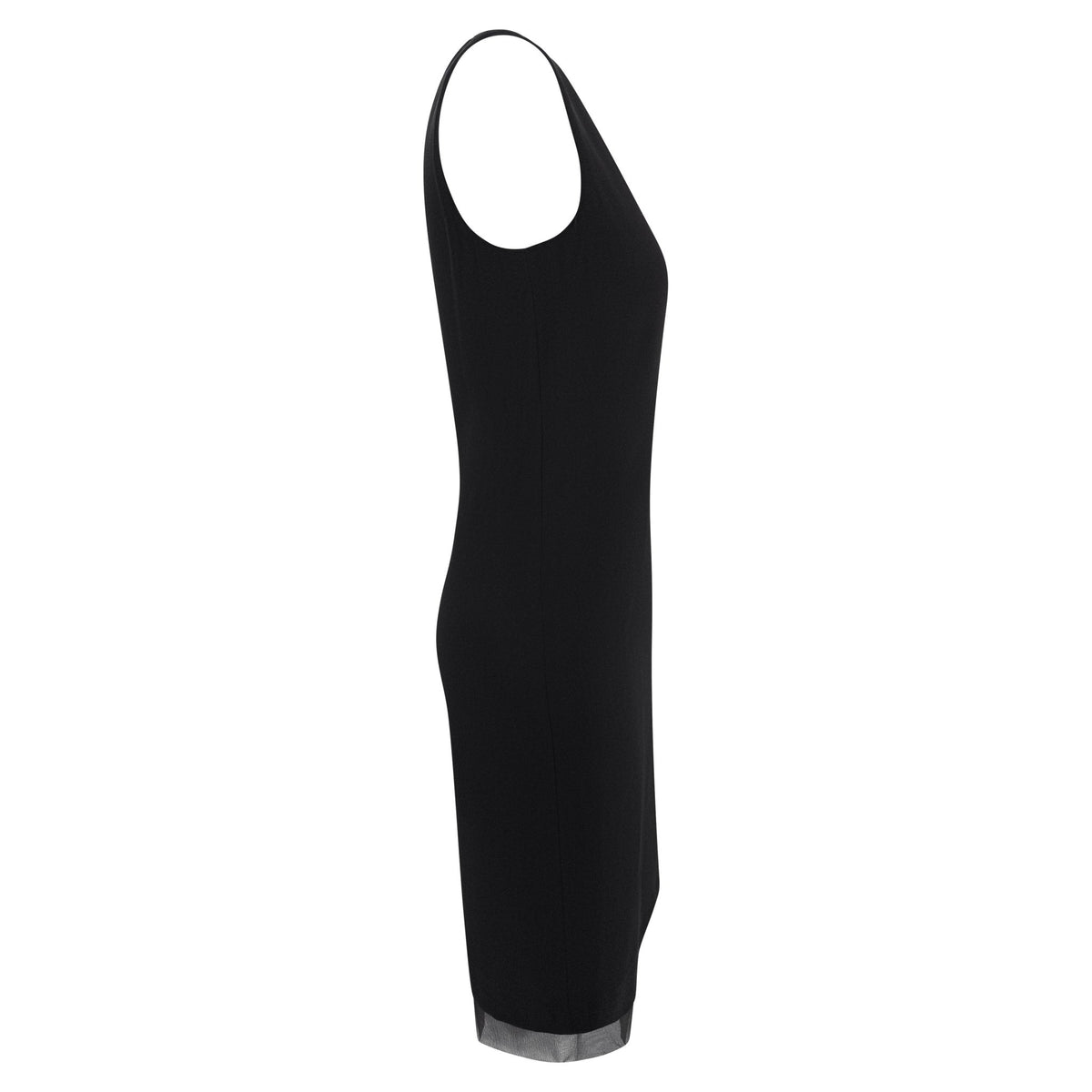 Late 1990s Calvin Klein Collection Black Silk Sheer Layered Sleeveless Shift Dress - RealList