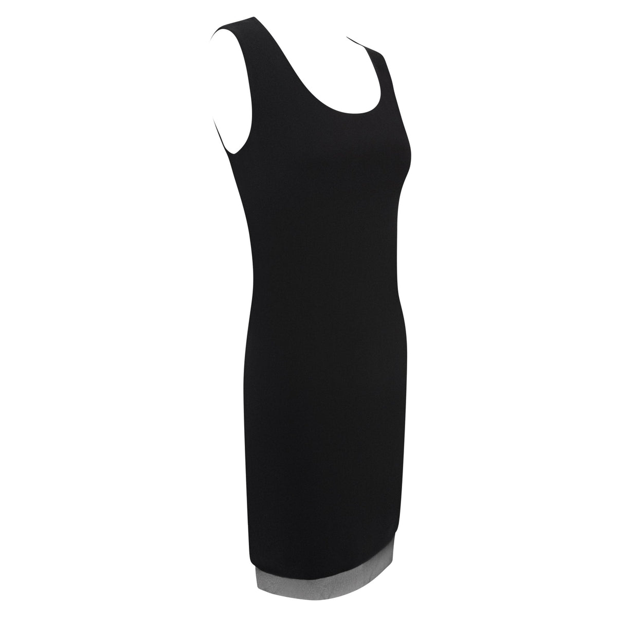 Late 1990s Calvin Klein Collection Black Silk Sheer Layered Sleeveless Shift Dress - RealList