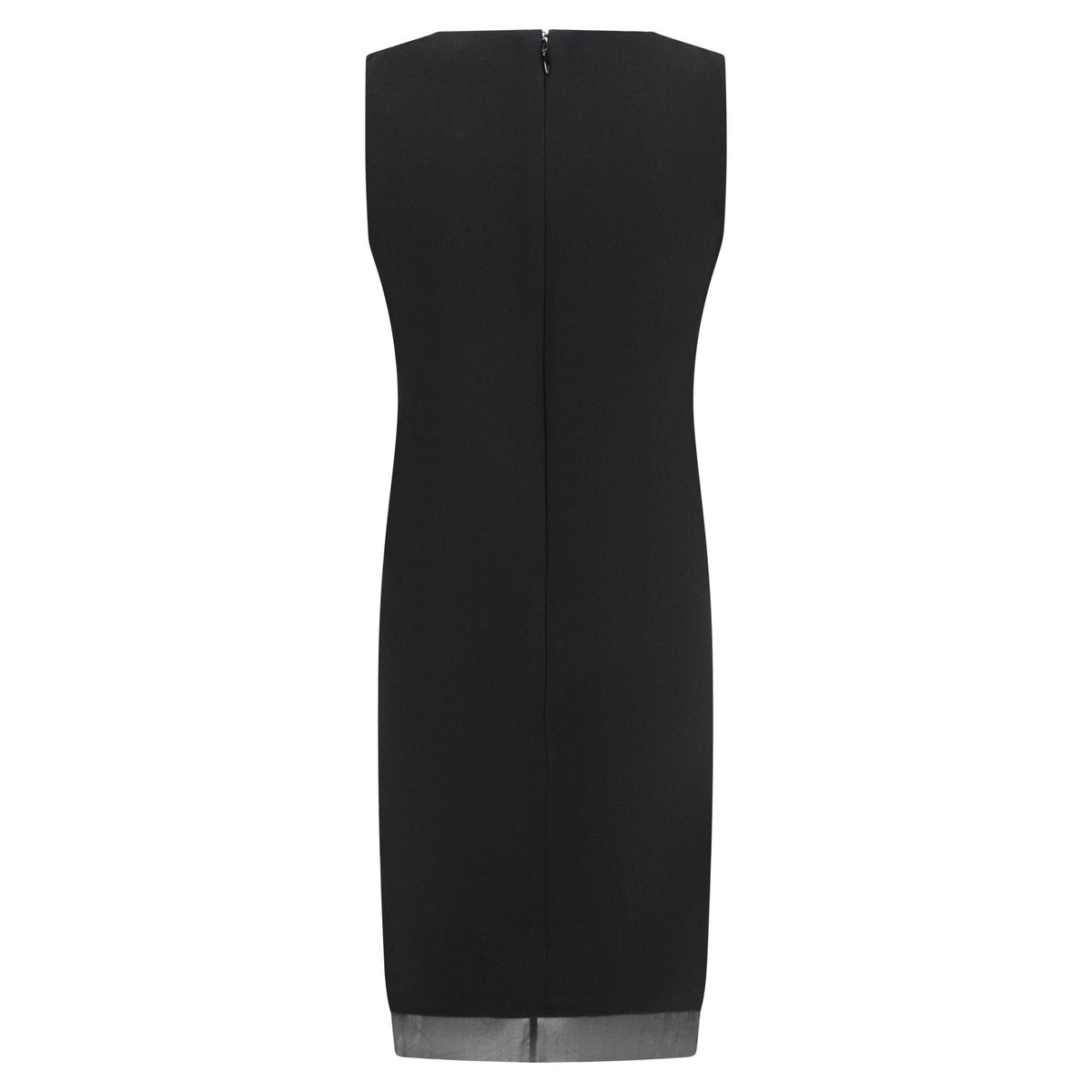 Late 1990s Calvin Klein Collection Black Silk Sheer Layered Sleeveless Shift Dress - RealList