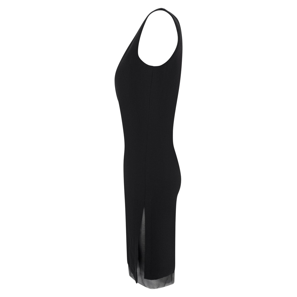 Late 1990s Calvin Klein Collection Black Silk Sheer Layered Sleeveless Shift Dress - RealList