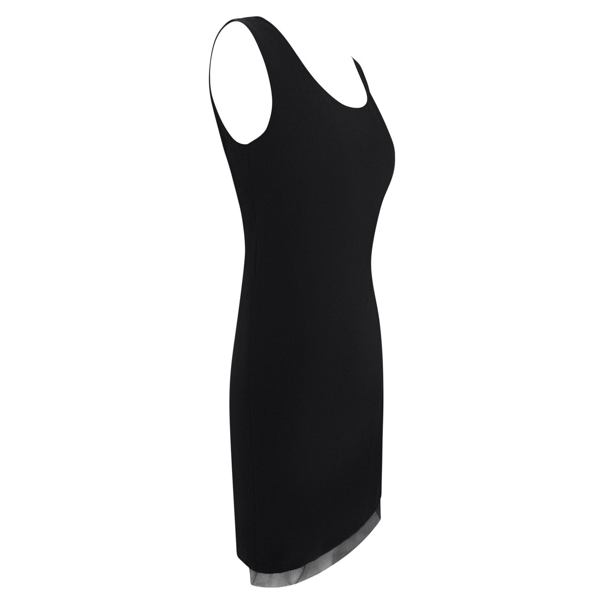 Late 1990s Calvin Klein Collection Black Silk Sheer Layered Sleeveless Shift Dress - RealList