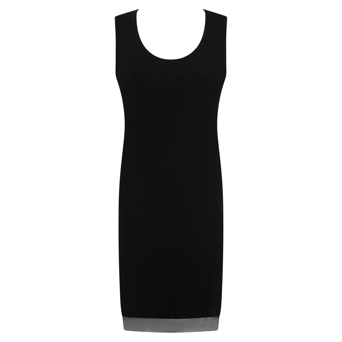 Late 1990s Calvin Klein Collection Black Silk Sheer Layered Sleeveless Shift Dress - RealList