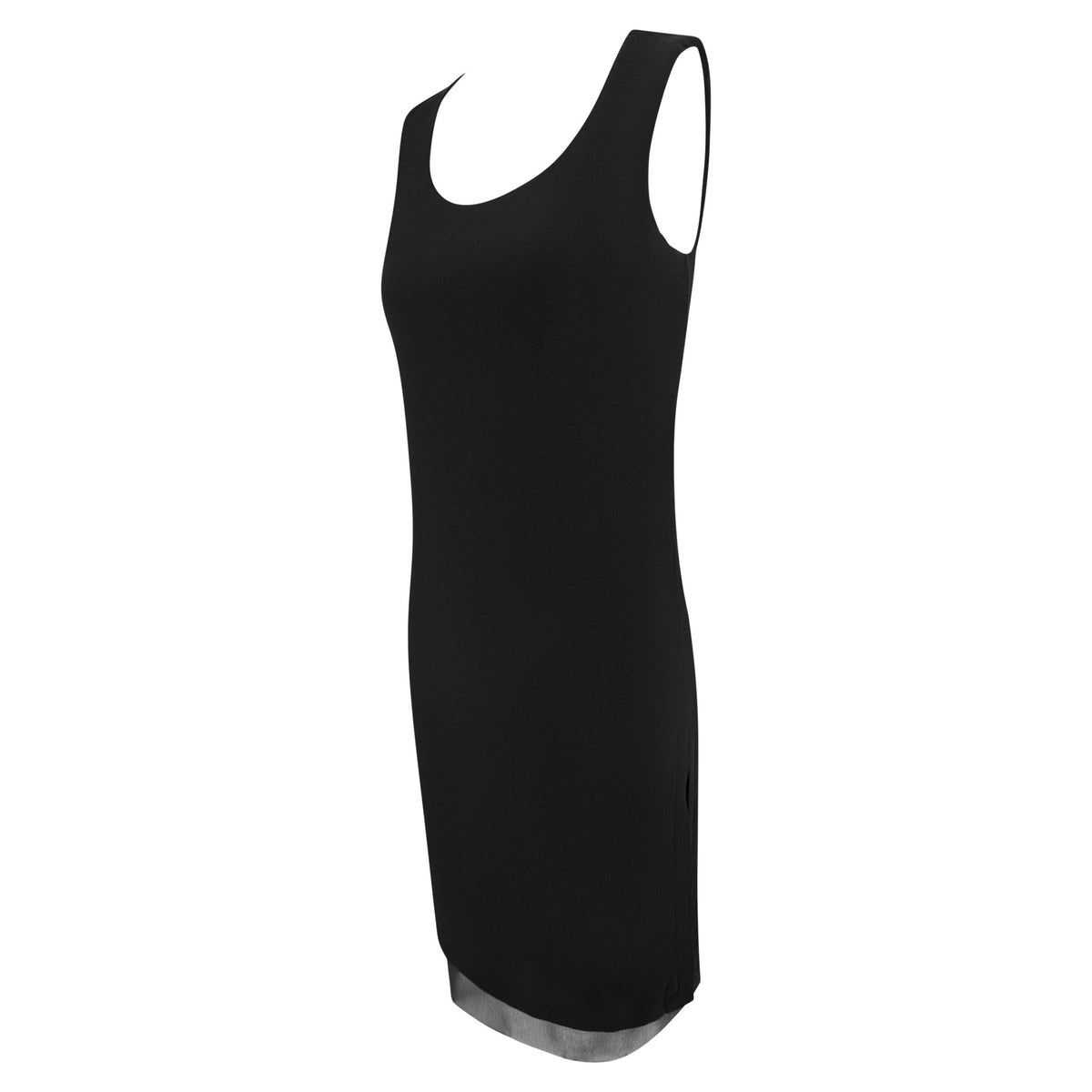 Late 1990s Calvin Klein Collection Black Silk Sheer Layered Sleeveless Shift Dress - RealList