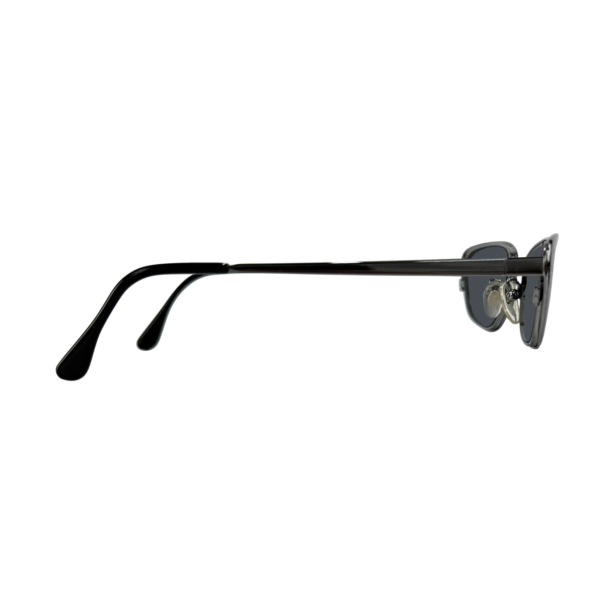 Late 1990s Chloé by Stella McCartney Floral Etched Gunmetal Frame Grey Sunglasses - RealList